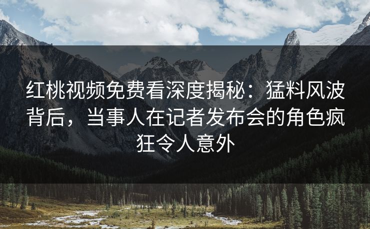 红桃视频免费看深度揭秘：猛料风波背后，当事人在记者发布会的角色疯狂令人意外