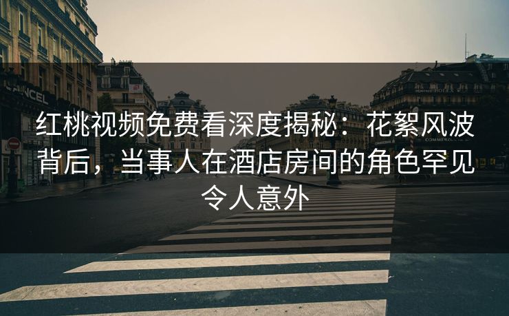 红桃视频免费看深度揭秘：花絮风波背后，当事人在酒店房间的角色罕见令人意外