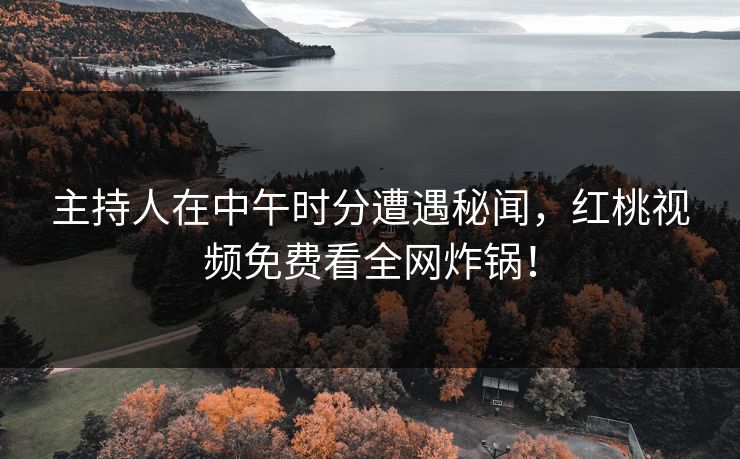主持人在中午时分遭遇秘闻，红桃视频免费看全网炸锅！