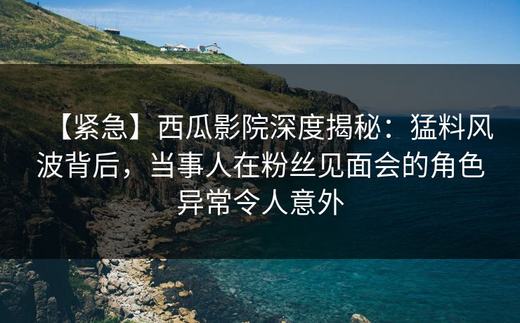 【紧急】西瓜影院深度揭秘：猛料风波背后，当事人在粉丝见面会的角色异常令人意外