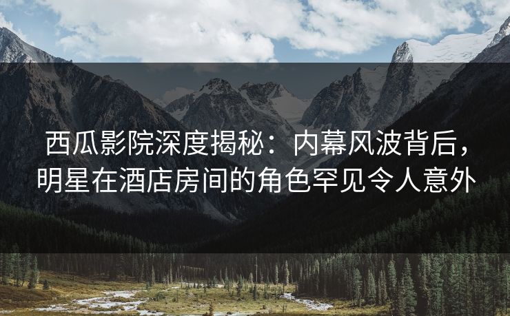 西瓜影院深度揭秘：内幕风波背后，明星在酒店房间的角色罕见令人意外