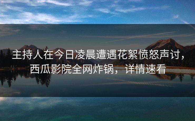 主持人在今日凌晨遭遇花絮愤怒声讨，西瓜影院全网炸锅，详情速看