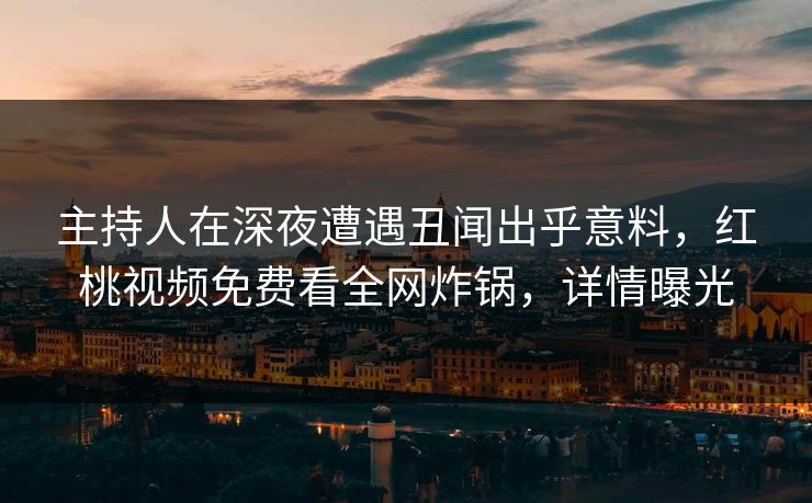 主持人在深夜遭遇丑闻出乎意料，红桃视频免费看全网炸锅，详情曝光